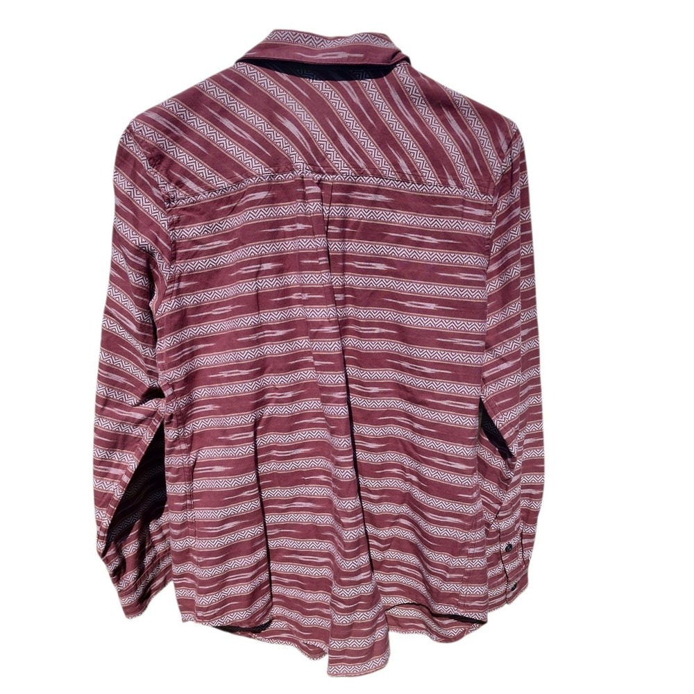 Ariat REAL Womens Medium Burgundy Southwestern Cotton Relaxed Button Down Shirt - Picture 2 of 5
